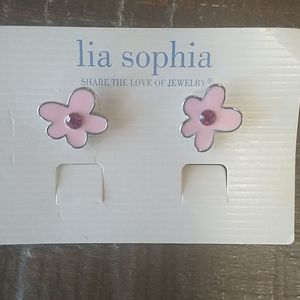 Lia Sophia Pink Flower Post Earrings